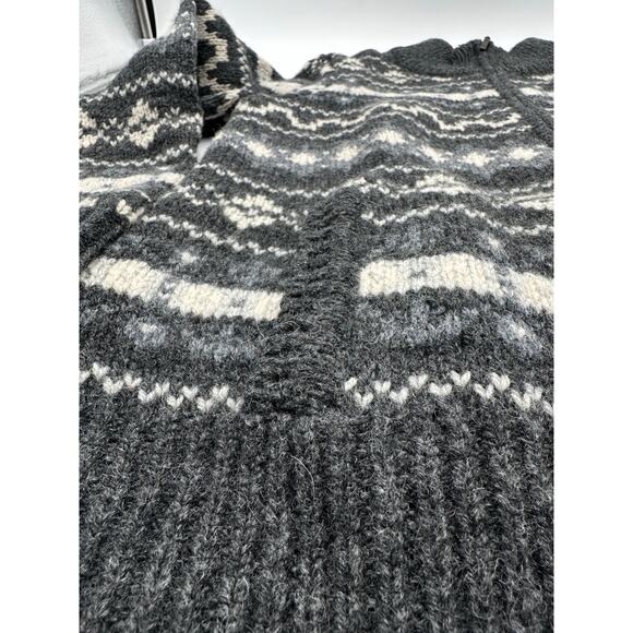 VTG L.L. Bean wool fair aisle Sz M zip sweater POCKETS warm Cardigan thick EUC - Picture 2 of 9